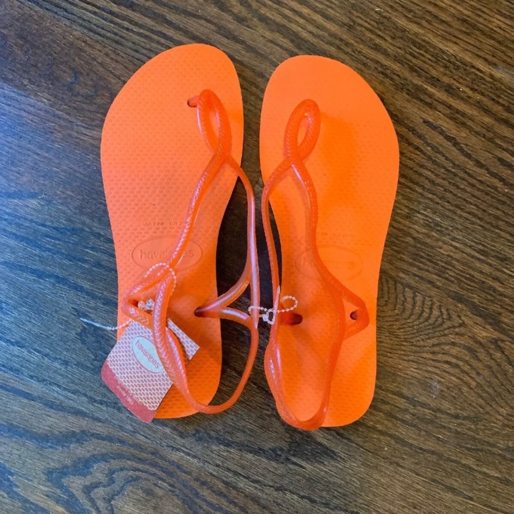 Havainas NEW orange Luna flip flop sandals sz 7 8